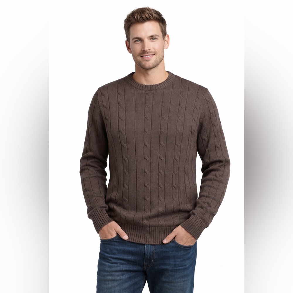 Oscar de la Renta Men's Chocolate Crewneck Sweater
